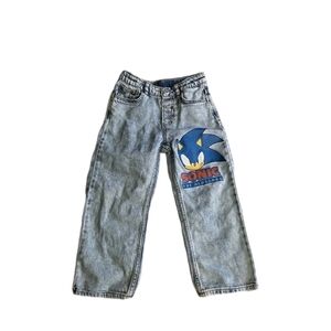 SONIC The HEDGEHOG Graphic PRINT Denim JEANS 4T Toddler Kids Light Wash H&M